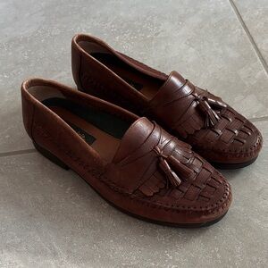Easy Spirit Knight Brown Leather Woven Tassel Loafers Men’s Size 8